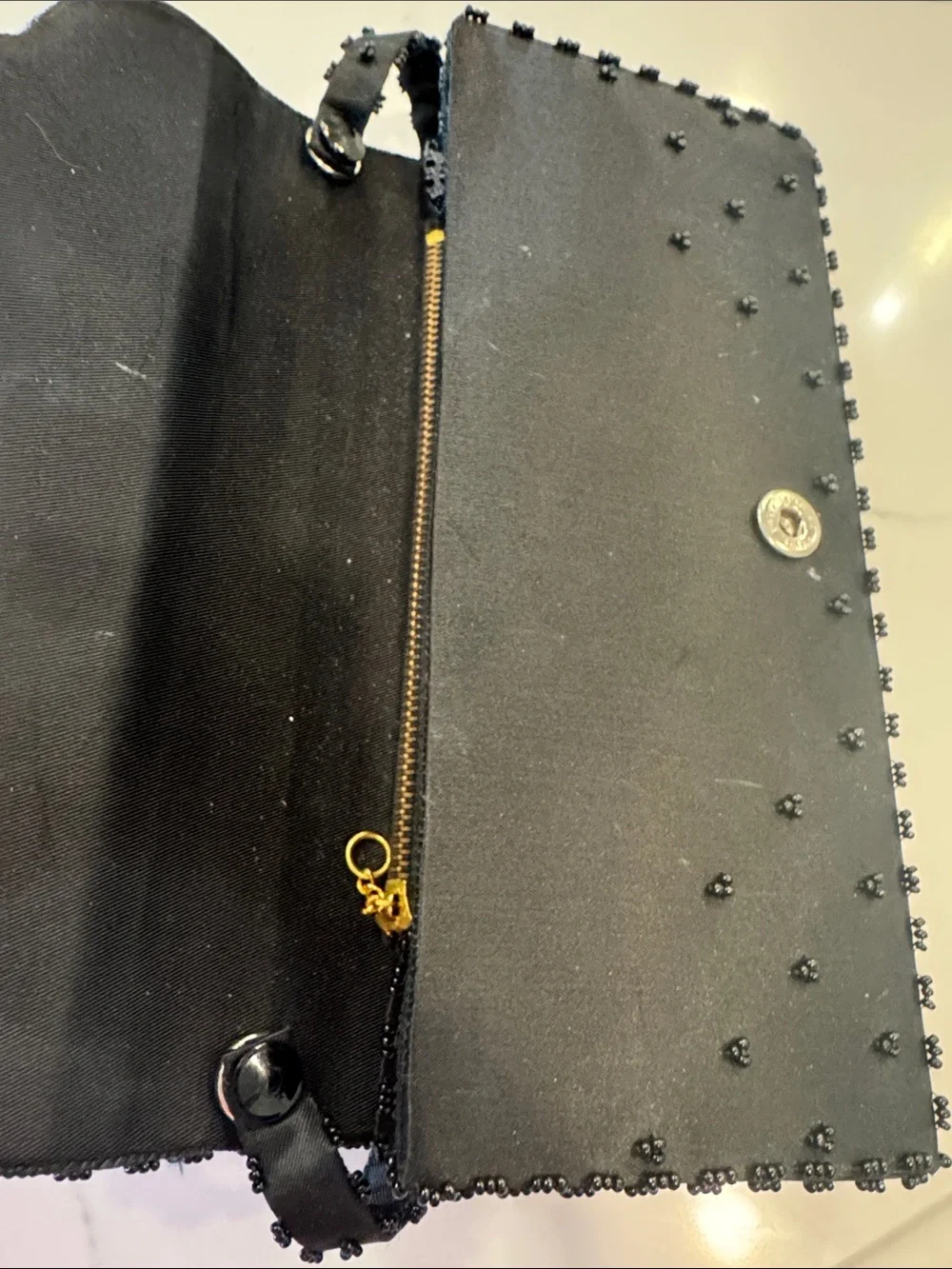 Vintage Black Beaded Evening Bag
